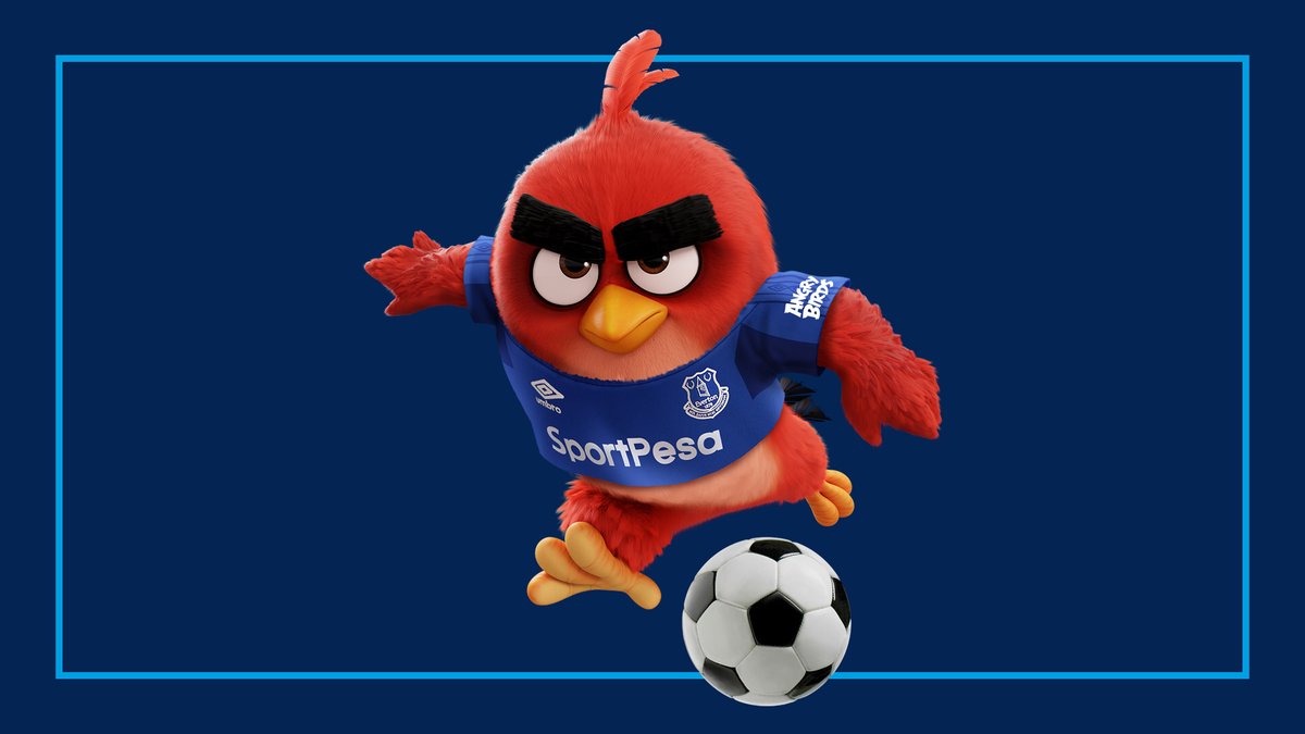 Red the Angry Bird in an Everton shirt