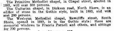 1924 cutting from Kellys's Directory about Methodist chapels in Blackpool