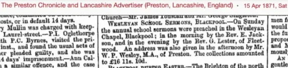Newspaper article dated 15th April 1872 about annual school sermons