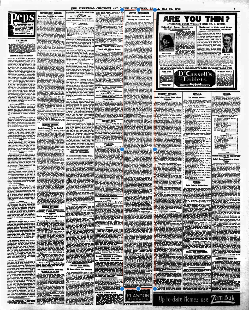 1907 newspaper cutting about a floral bazaar at Layton Methodist Church
