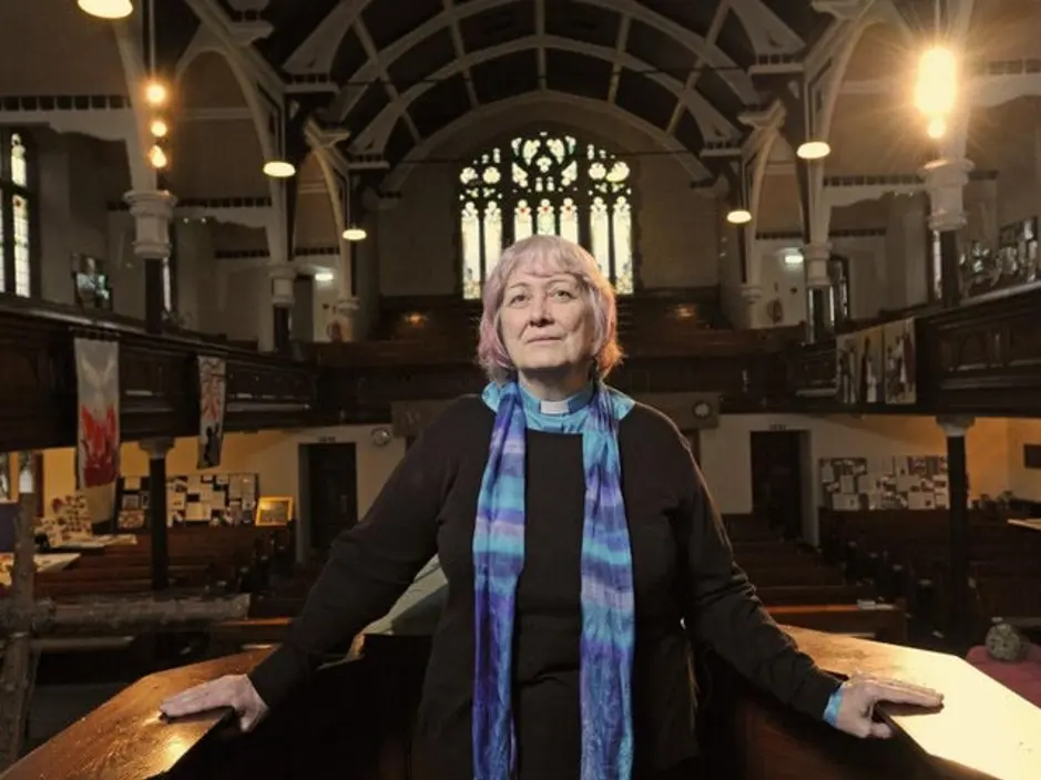Reverend Janet Pybon standing in North Shore Methodist Church