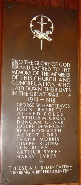 First World War bronze memorial plaque
